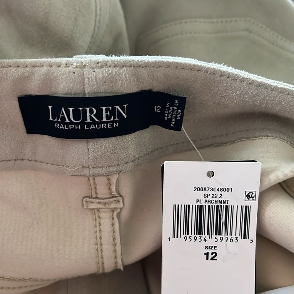 Lauren Ralph Lauren Goat Suede Straight Leg Pants, NWT, Size 12 - Picture 8 of 12
